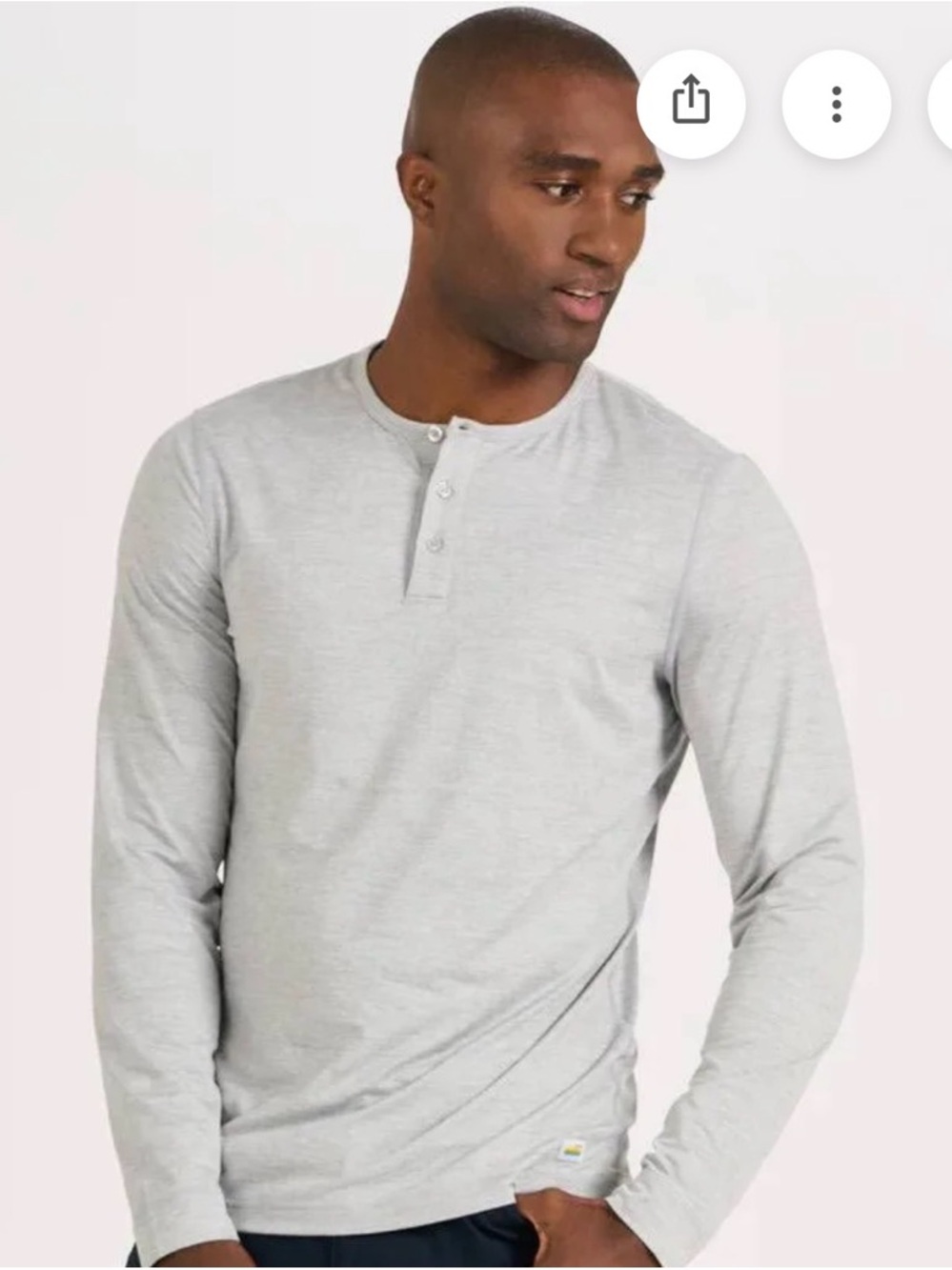Vuori Men's Long-Sleeve Ease Henley Shirt - Light Gray XL
